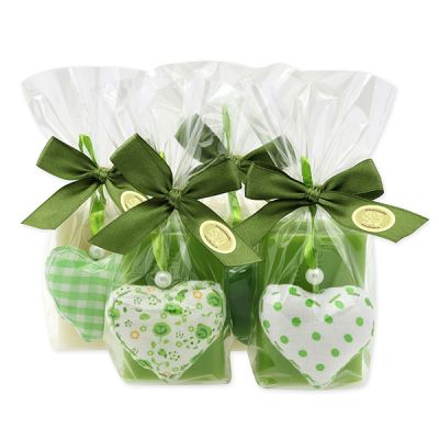 Sheep milk soap 100g decorated with a heart in a cellophane bag, Classic/Pear 