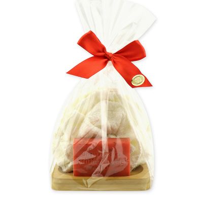 Soap set 3 pieces in a cellophane bag, Rose with petals 