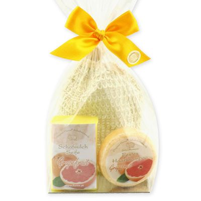 Soap set 3 pieces in a cellophane bag, Grapefruit 