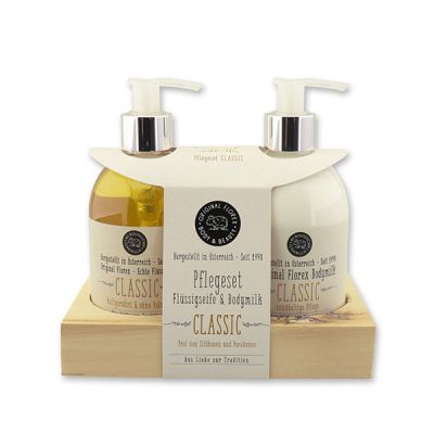 Echte flüssige Pflanzenölseife 250ml & Bodymilk 250ml "Aus Liebe zur Tradition", Classic 