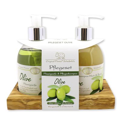 Pflegeset Flüssigseife 250ml & Pflegeshampoo Hair und Body 250ml, Olive 