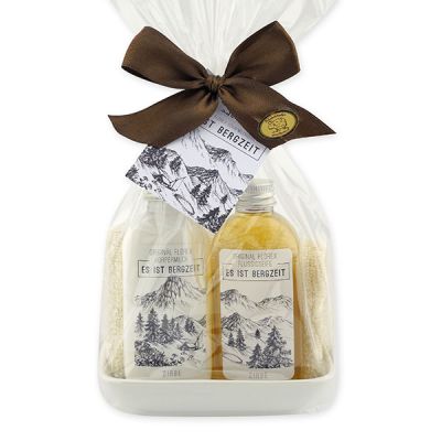Care set 4 pieces in a cellophane bag "Es ist Bergzeit", Swiss Pine 