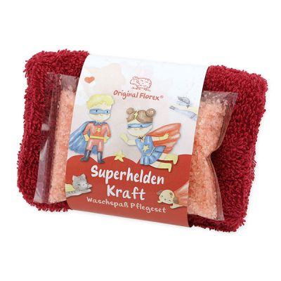 Bath salt 60g with a washcloth "Superhelden Kraft", Berry dream 
