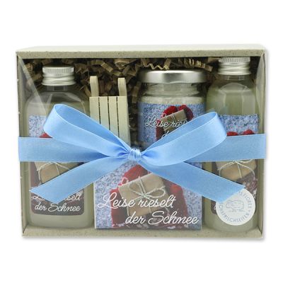 Gift set 4 pieces "Leise rieselt der Schnee", Christmas rose white 