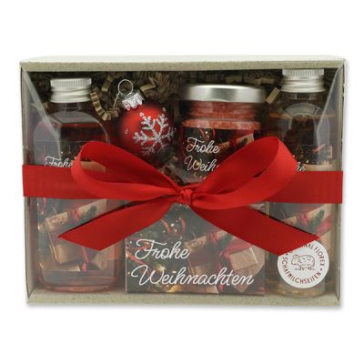 Gift set 4 pieces "Frohe Weihnachten", Pomegranate 