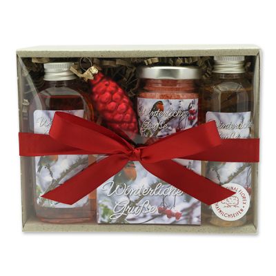 Gift set 4 pieces "Winterliche Grüße", Pomegranate 