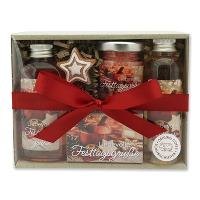 Gift set 4 pieces "Liebevolle Festtagsgrüße", Pomegranate 