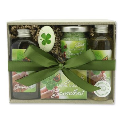 Gift set 4 pieces "Glück, Liebe, Lachen, Gesundheit", Verbena 
