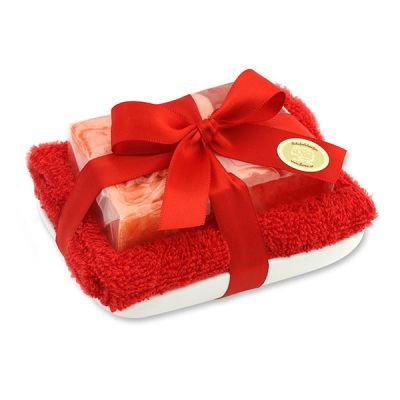 Handgemachte Glyzerin-Seife 90g in Folie auf Seifenschale, Black Perl 