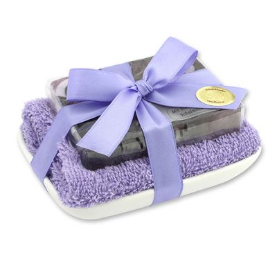 Handgemachte Glyzerin-Seife 90g in Folie auf Seifenschale, Romantic Love 