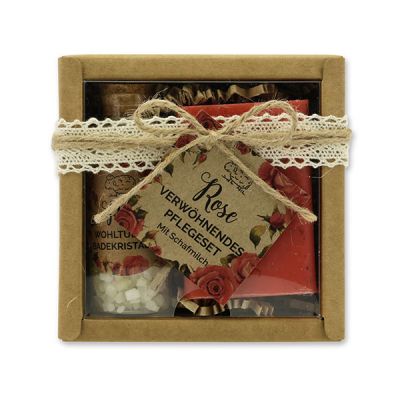 Geschenkset 2-teilig "Wohlfühlzeit", Rose mit Blüten 