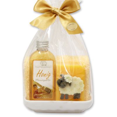 Set with sheep 4 pieces in a cellophane bag, Honey 