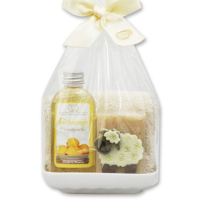 Set with sheep 4 pieces in a cellophane bag, Kitchen soap 