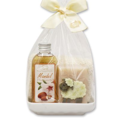 Set with sheep 4 pieces in a cellophane bag, Almond 