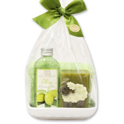 Set with sheep 4 pieces in a cellophane bag, Olive 