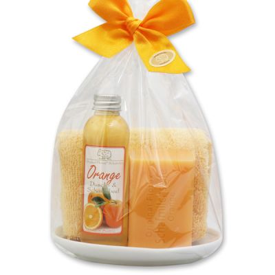 Care set 4 pieces in a cellophane bag, Orange 