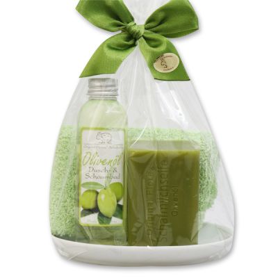 Care set 4 pieces in a cellophane bag, Olive 