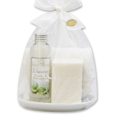 Care set 4 pieces in a cellophane bag, Christmas rose white 