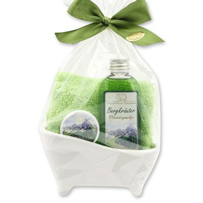 Small bathtub set 4 pieces in a cellophane bag, Mountain herbs 