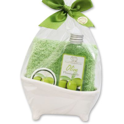 Small bathtub set 4 pieces in a cellophane bag, Olive 