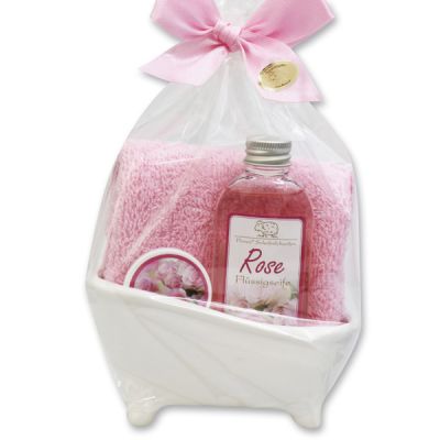 Small bathtub set 4 pieces in a cellophane bag, Rose Diana 