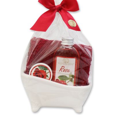 Small bathtub set 4 pieces in a cellophane bag, Rose 