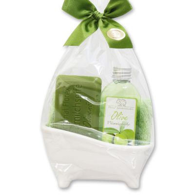 Small bathtub set 4 pieces in a cellophane bag, Olive 