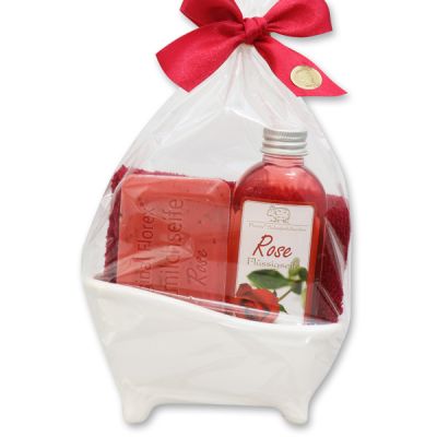 Small bathtub set 4 pieces in a cellophane bag, Rose 