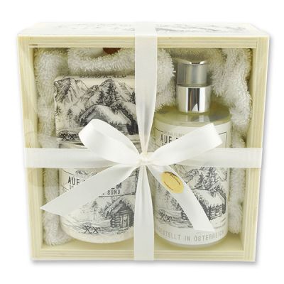 Holzboxset groß 5-teilig "Auf der Alm...", Schneerose 