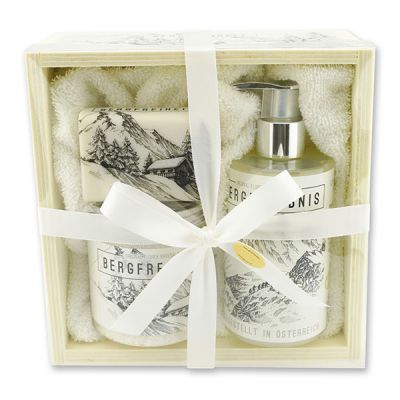 Wooden box set big 5 pieces "Bergfreiheit", Christmas rose white 