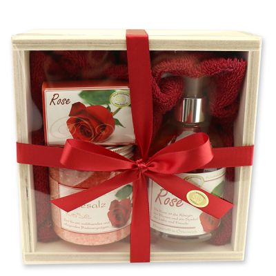Wooden box set 5 pieces, Rose red 