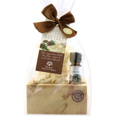 Swiss pine fragrance block, 10ml swiss pine oil and 15g swiss pine shavings in cello 