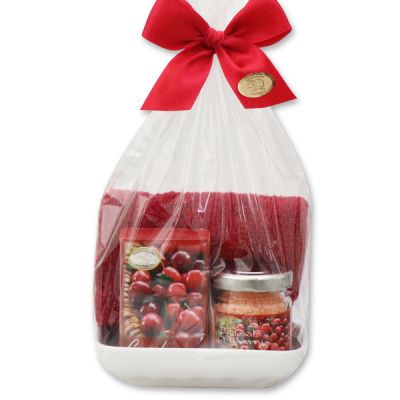 Care set 4 pieces in a cellophane bag, Cranberry 