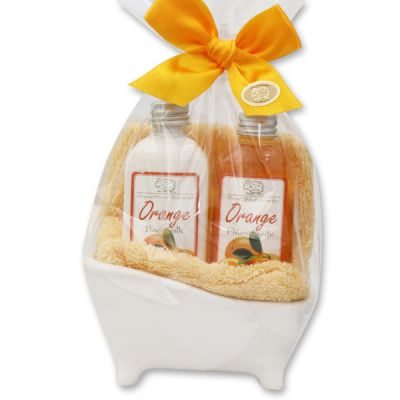 Small bathtub set 4 pieces in a cellophane bag, Orange 