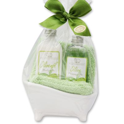 Small bathtub set 4 pieces in a cellophane bag, Olive 