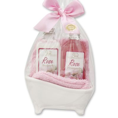 Small bathtub set 4 pieces in a cellophane bag, Rose Diana 