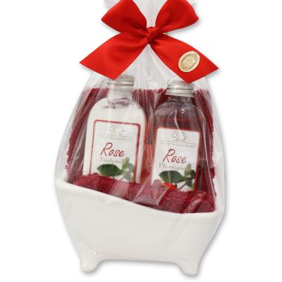 Small bathtub set 4 pieces in a cellophane bag, Rose 