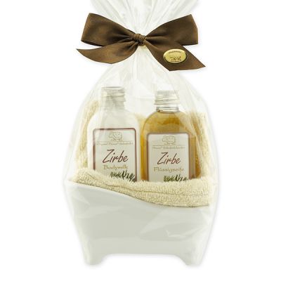 Small bathtub set 4 pieces in a cellophane bag, Swiss pine 