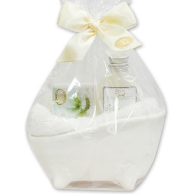 Wellness set 4 pieces in a cellophane bag, Christmas rose white 