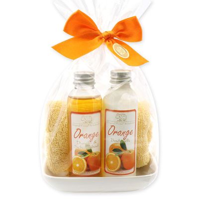 Care set 4 pieces in a cellophane bag, Orange 
