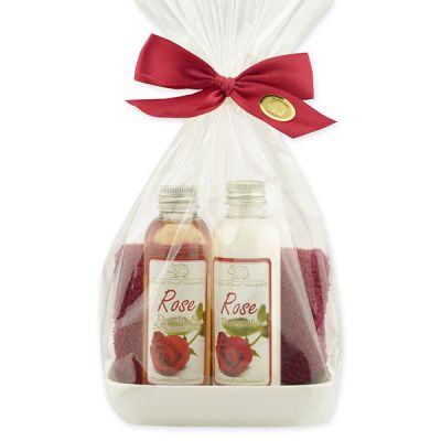 Care set 4 pieces in a cellophane bag, Rose red 