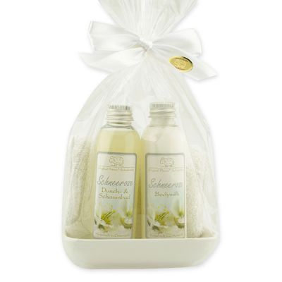 Care set 4 pieces in a cellophane bag, Christmas rose white 