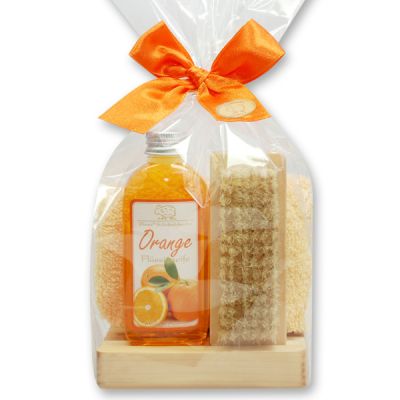 Care set 4 pieces in a cellophane bag, Orange 