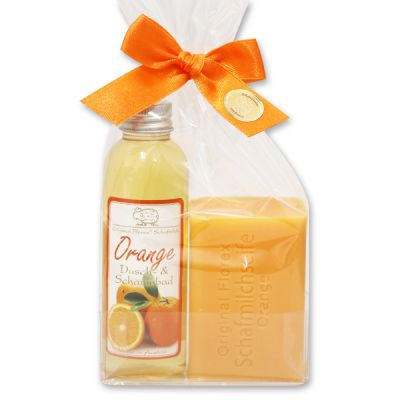 Care set 2 pieces in a cellophane bag, Orange 