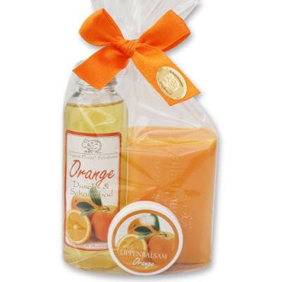 Care set 3 pieces in a cellophane bag, Orange 
