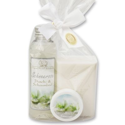 Care set 3 pieces in a cellophane bag, Christmas rose white 