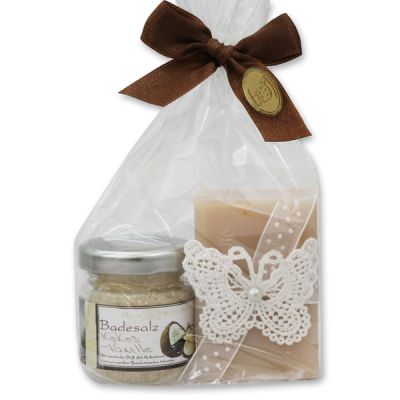 Bath set 2 pieces in a cellophane bag, Coconut-Vanilla 