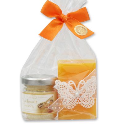 Bath set 2 pieces in a cellophane bag, Honey 