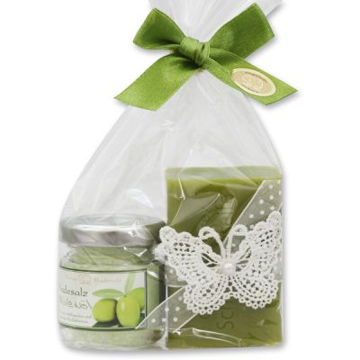 Bath set 2 pieces in a cellophane bag, Olive oil 