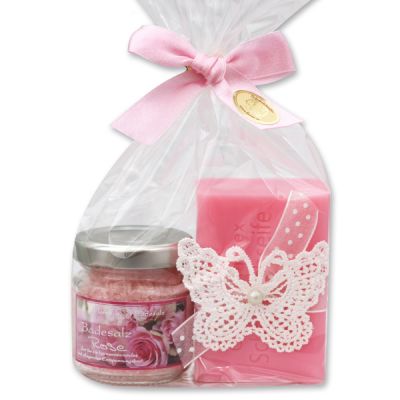 Bath set 2 pieces in a cellophane bag, Rose Diana 